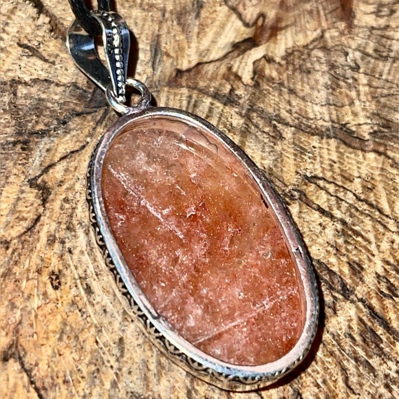 Translucent Red Aventurine Quartz Pendant 2 1/4” - Picture 11 of 12